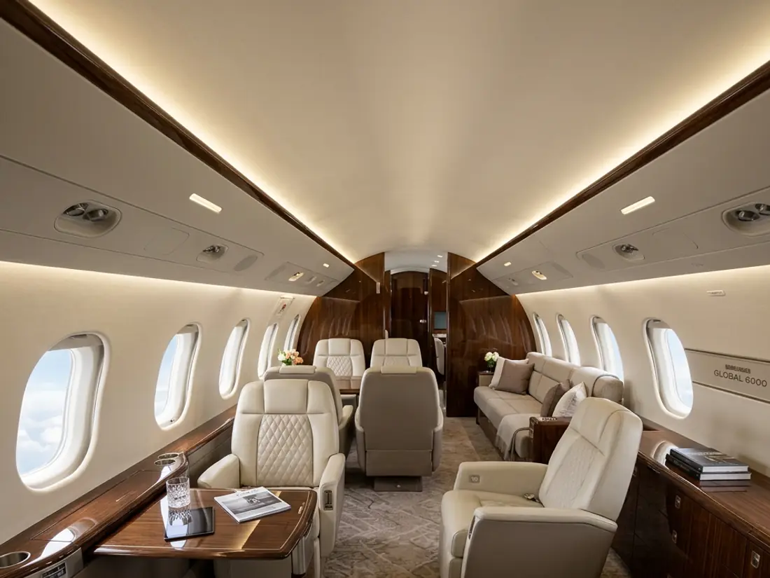 Bombardier Global 6000 ultra long range jet — multi-zone cabin for nonstop intercontinental flights